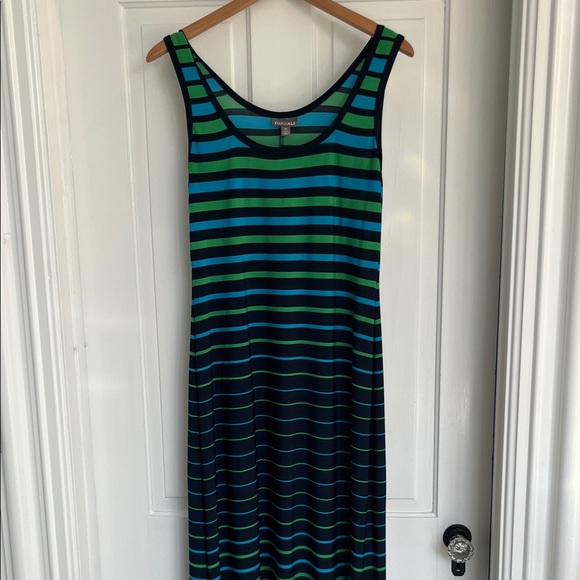 Roz & Ali Dresses & Skirts - Roz & Ali Striped Maxi Dress - Teal and Navy